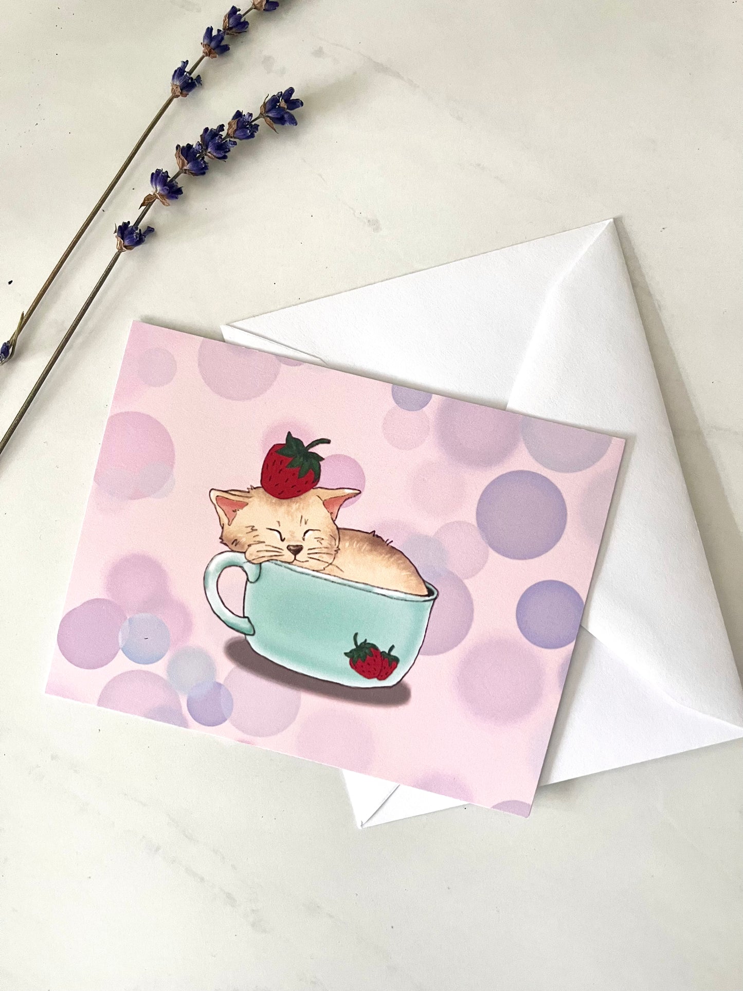 NAPPING IN A STRAWBERRY CUP POSTCARD