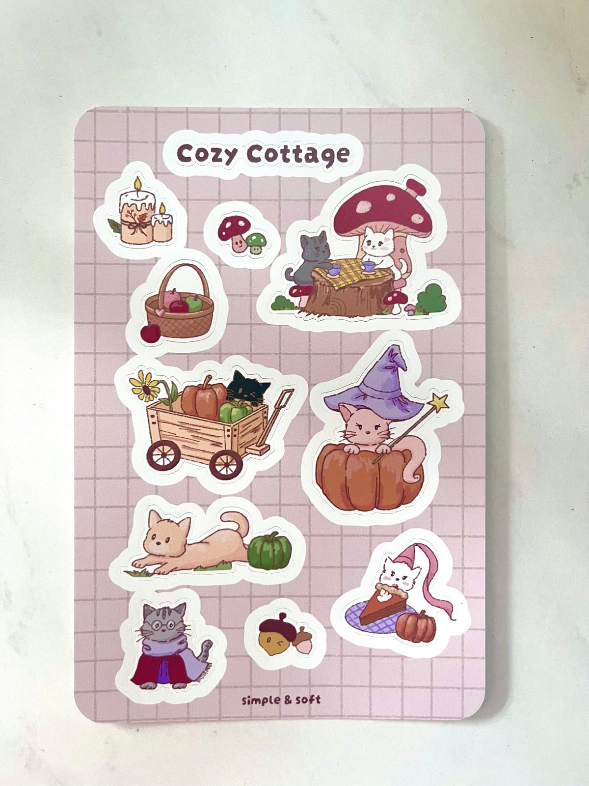 Fall themed kitty stickers by Simple & Soft Studio