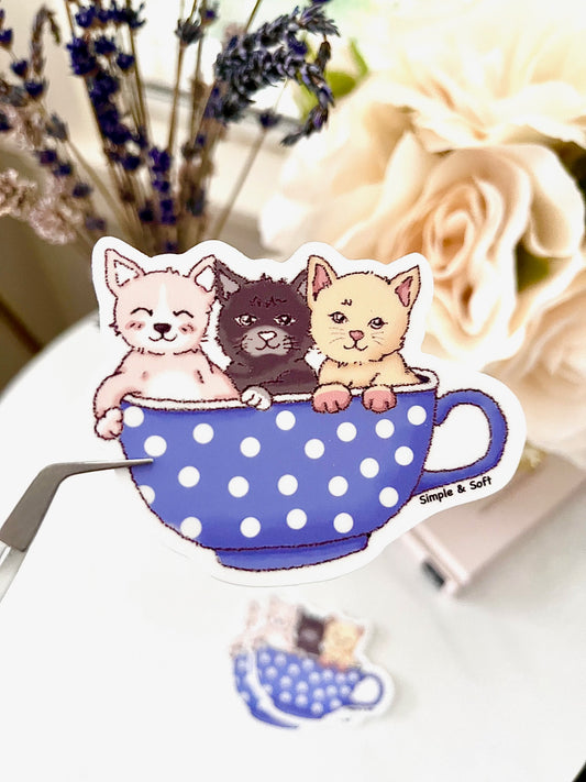 THREE KITTIES IN THE TEACUP
